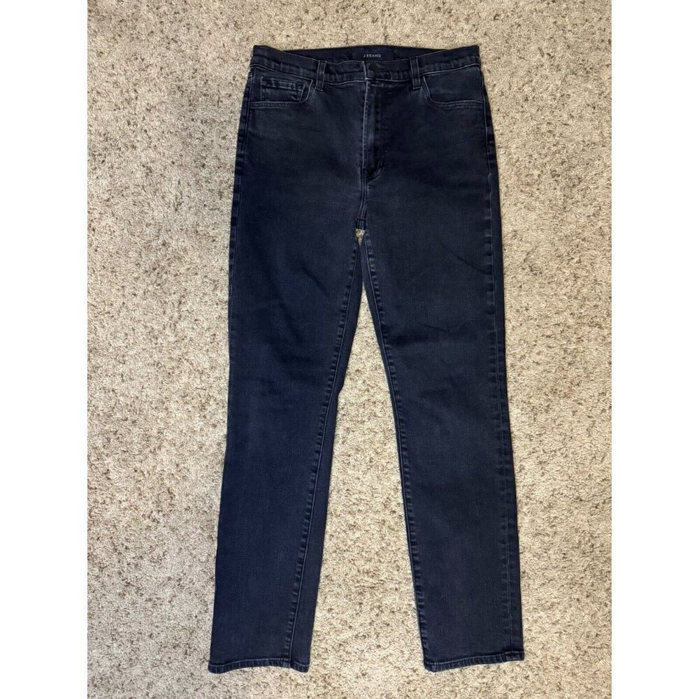 J BRAND Mid Rise Straight Leg Jeans Black Dark Wash Denim Sz 28x28 Casual Basic